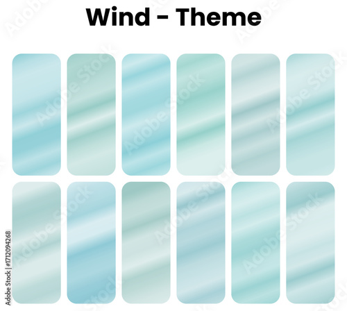 A dynamic and fluid collection of wind gradients. This set captures the soft, airy feel of moving air with a light blend of blues and cyans. The gradients are perfect for designs that need a sense of 