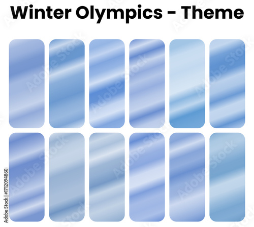 A cool and crisp set of gradients. A collection of icy blues and snowy whites, capturing the cold, clean atmosphere of the Winter Games. A serene pack for a tranquil and refreshing theme.