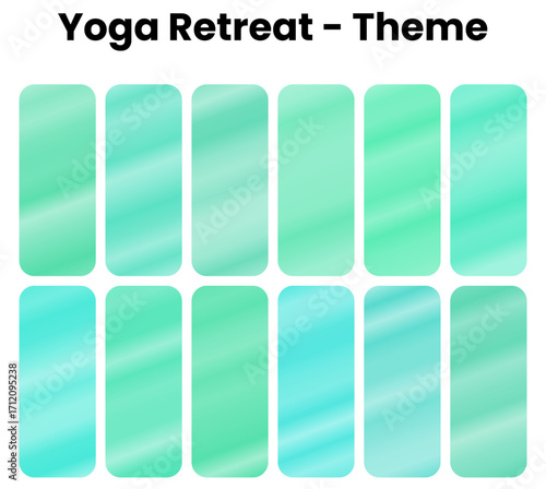 Yoga Retreat gradient, A restorative collection of wellness gradients stretching towards inner peace. Harmonious greens and blues capture the sanctuary of holistic mind-body practice. Holistic wellnes