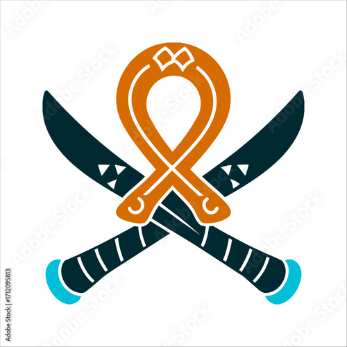 Egyptian Ankh Symbol with Crossed Ritual Daggers Egyptian Ankh and Dagger crossed ankh and ritual blade