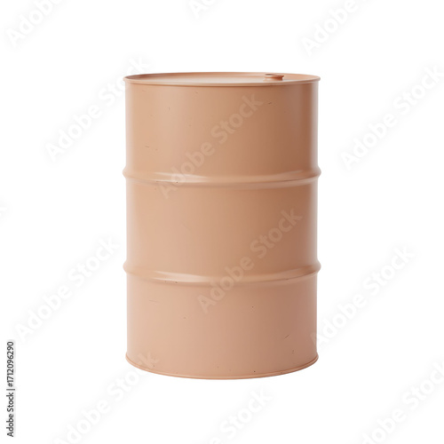 Light Beige Metal Barrel on Transparent Background