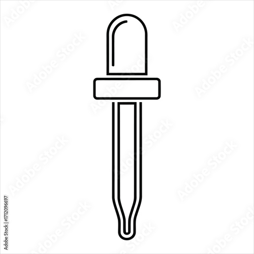 Black outline of a dropper pipette on a white background laboratory science
