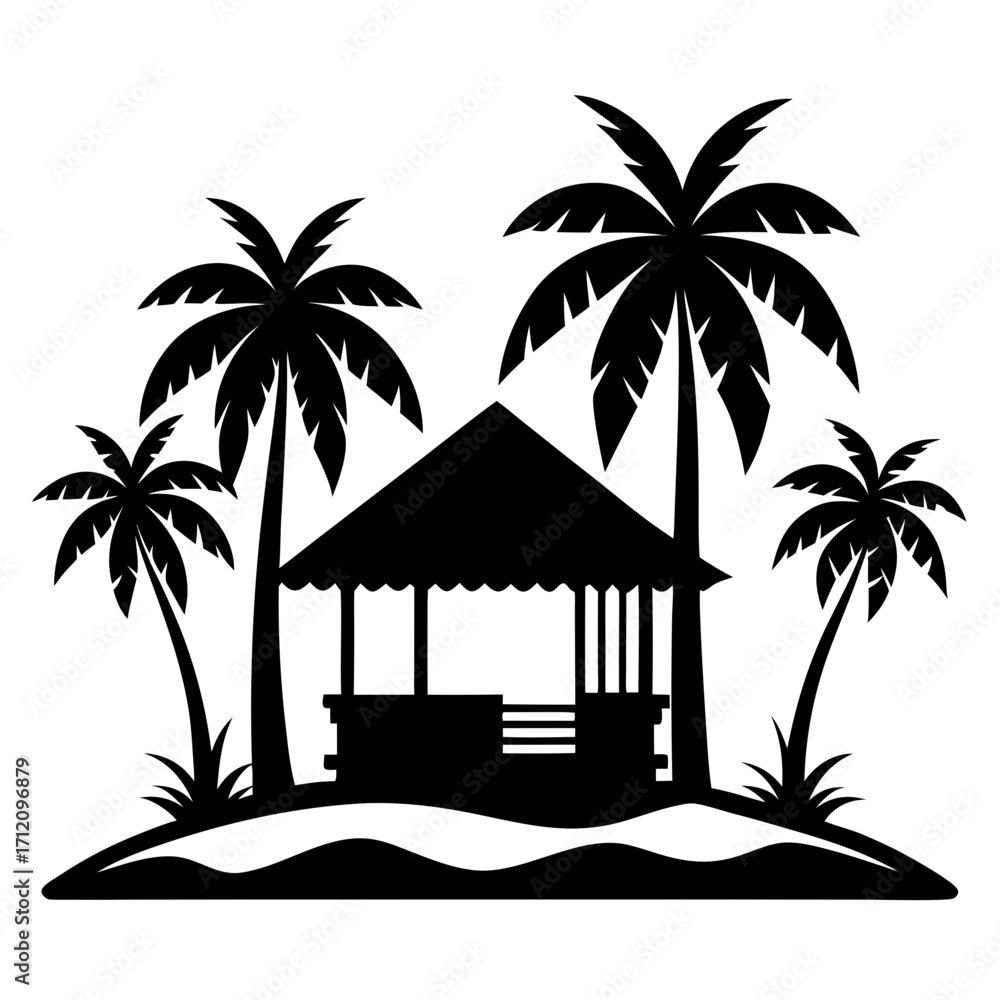 Obraz premium Island Hut Silhouette