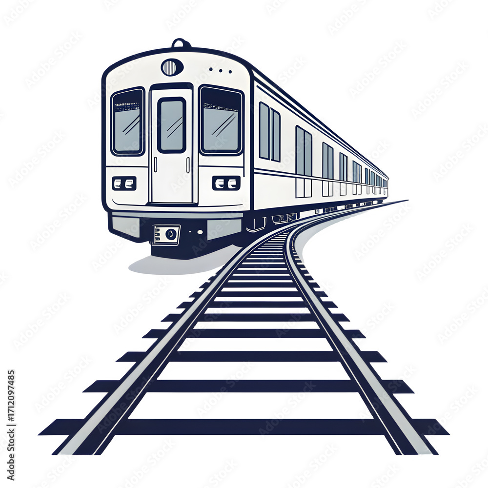 Fototapeta premium Modern white subway train on tracks at night