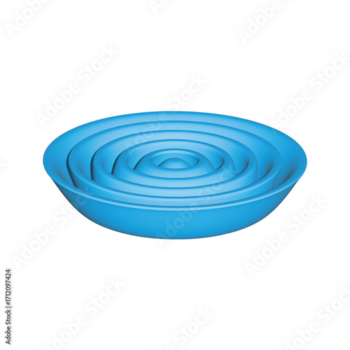 3D Spiral Topography – Concentric Ridges on Blue Surface with Elevation Flow