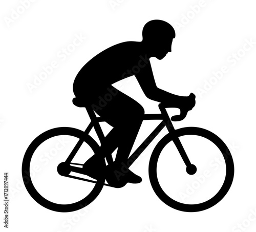 Rider on the Road: A determined cyclist powers along, his silhouette a testament to the energy and endurance that fuel the spirit of competition, embodying a story of strength and perseverance.