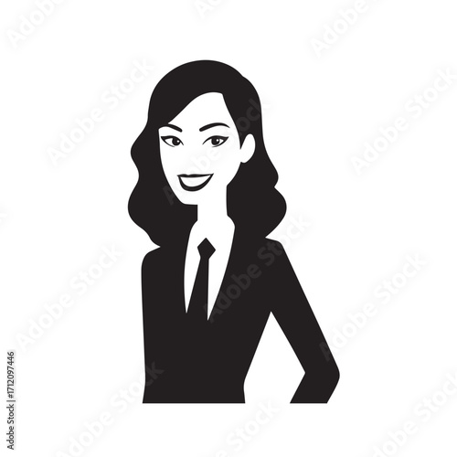 Beautiful Woman in Formal Dress Black and White Illustration Vector Art Design
