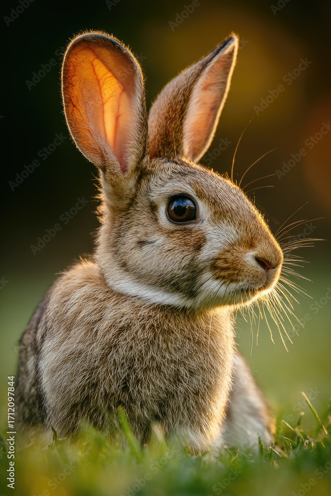 Fototapeta premium Close-up of a rabbit in golden light