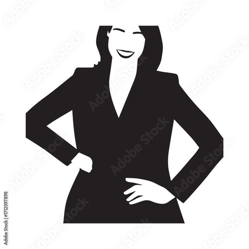 Beautiful Woman in Formal Dress Black and White Illustration Vector Art Design