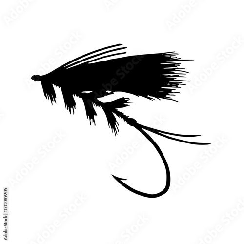 Enticing fishing fly silhouette for avid anglers, classic design for fly fishing adventures