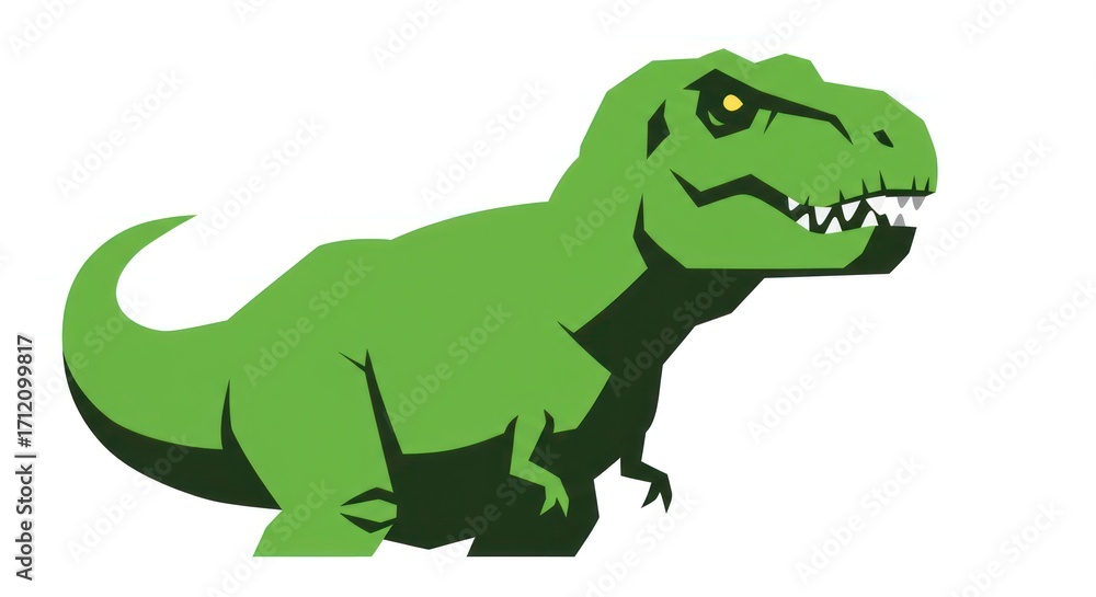 Fototapeta premium Green Tyrannosaurus dinosaur illustration on a white background