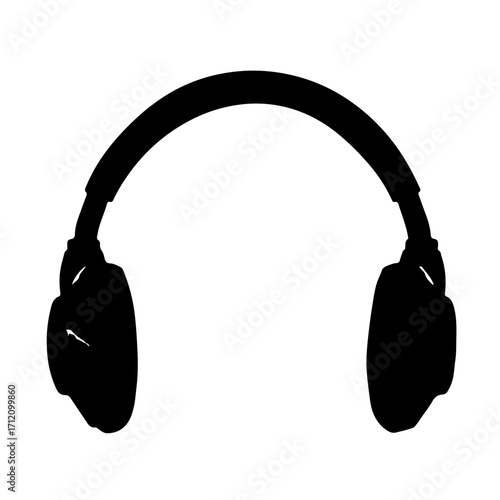 Sleek silhouette of modern headphones, perfect for music, podcasting, or audio learning projects
