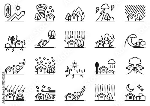 自然災害アイコン01　Natural Disaster icons