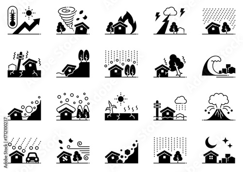 自然災害アイコン02　Natural Disaster icons