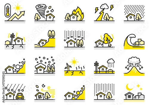 自然災害アイコン03　Natural Disaster icons