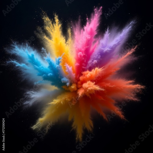 Vibrant Color Powder Explosion – Abstract Festival Art Background