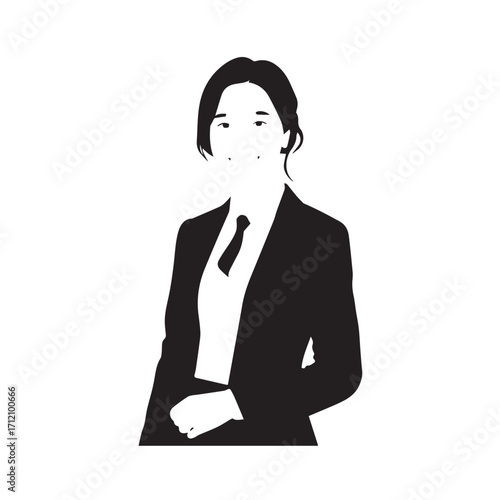 Beautiful Woman in Formal Dress Black and White Illustration Vector Art Design
