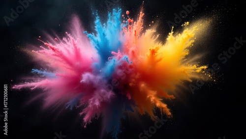 Vibrant Color Powder Explosion – Abstract Festival Art Background