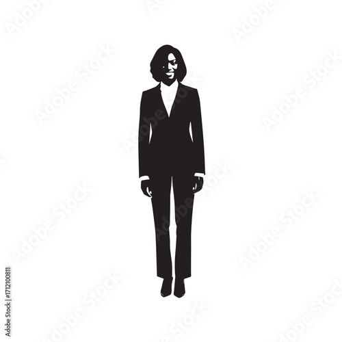 Beautiful Woman in Formal Dress Black and White Illustration Vector Art Design
