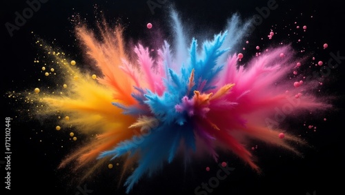 Vibrant Color Powder Explosion – Abstract Festival Art Background