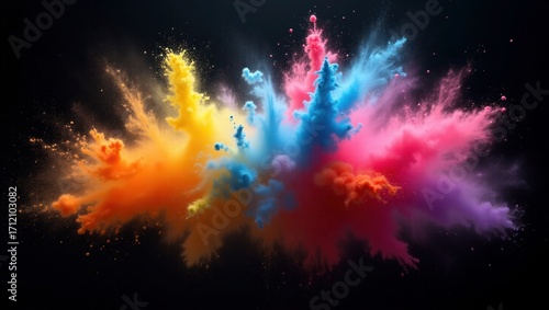 Vibrant Color Powder Explosion – Abstract Festival Art Background