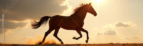 majestic thoroughbred bursts motion sleek body captured dramatic perspective sunlight dancing