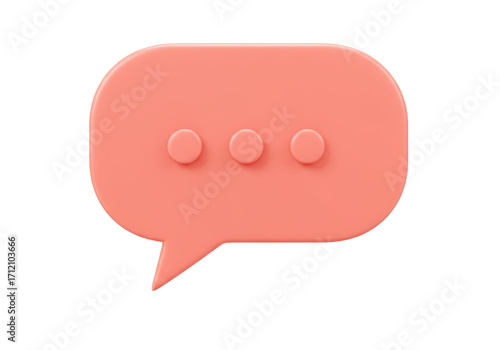 Isolated peach-colored chat bubble 3D rendering for online communication and messaging