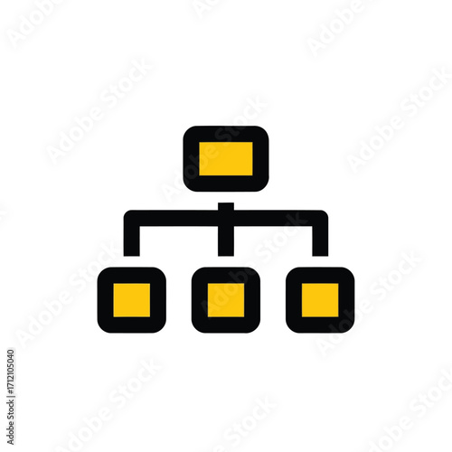Vector art of a flowchart icon representing a hierarchical structure, isolated on a white background