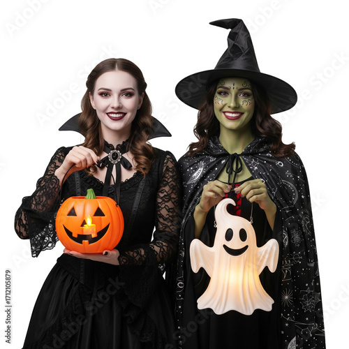 halloween witch and pumpkin