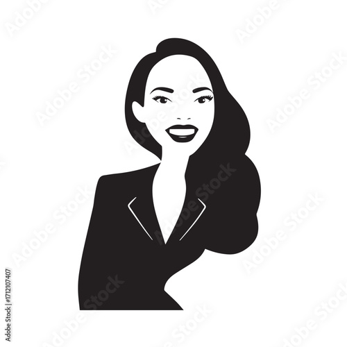 Beautiful Woman in Formal Dress Black and White Illustration Vector Art Design
