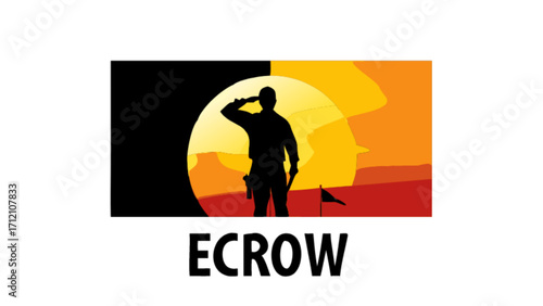Silhouette of soldier saluting at sunset vector illustration military concept design