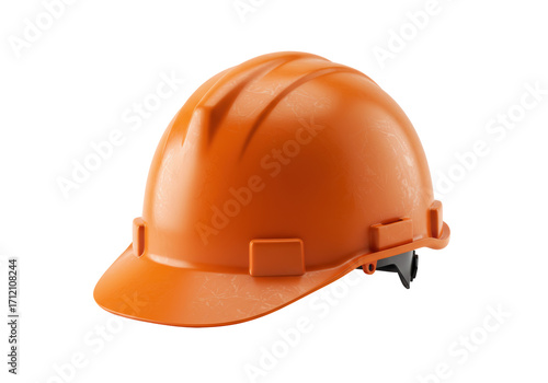 Isolated orange construction worker hard hat provides head safety on job site
