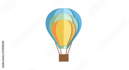 Colorful paper hot air balloon illustration