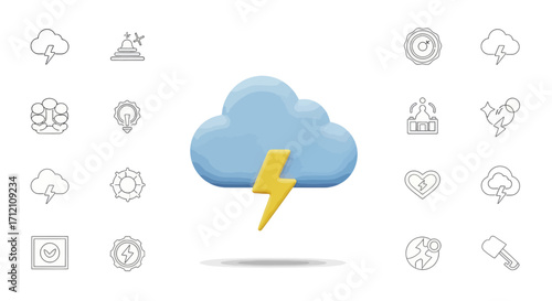 Cloud computing stormy icon graphic design