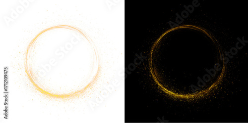 Glowing light round. Transparent PNG. PNG circle line creating a circular frame and round portal.