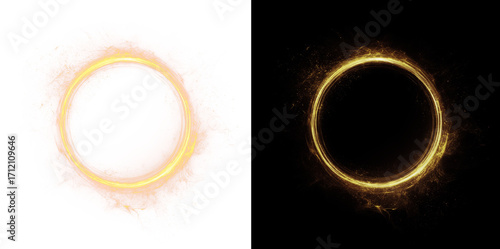 Glowing light round. Transparent PNG. PNG circle line creating a circular frame and round portal.