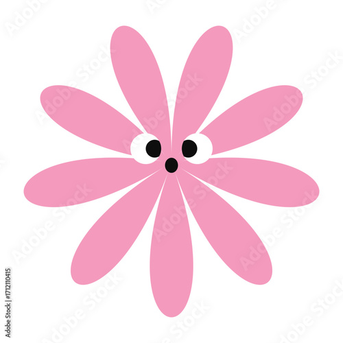 Shocked floral emoji with bold features and a bright color palette. A stylized bloom full of comic energy.