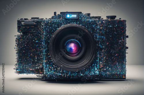 Cybernetic Camera with Digital Matrix. Generative AI. 
