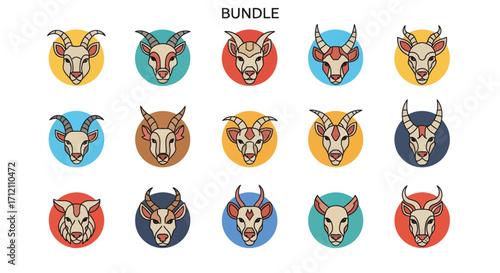 Collection of geometric animal portraits