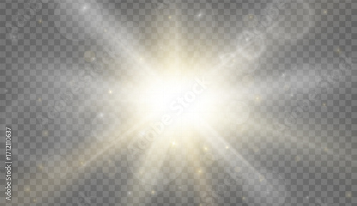 Sun glare realistic effect isolated on transparent background. Vector illustration