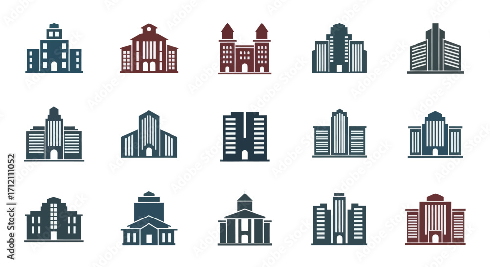 Obraz premium Collection of diverse building silhouettes