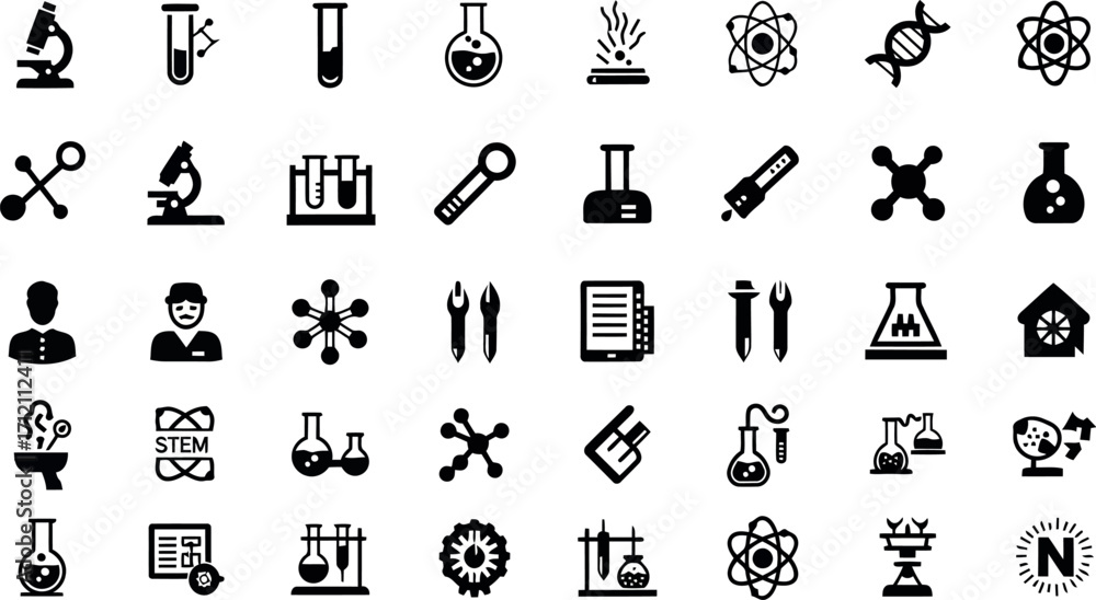 Fototapeta premium Vector art of collection of science and laboratory icons