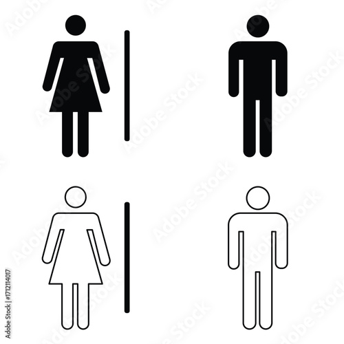 Toilet sign vector with man and woman symbol. Toilet icon vector 