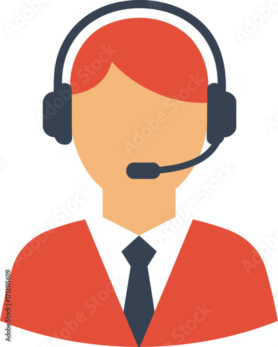Customer Support Operator Wearing Headset and Tie