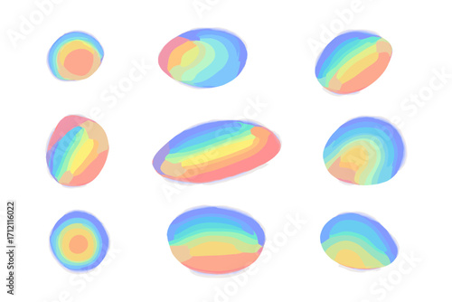 Set of rainbow reflection light prism effects on a light background. Holographic glass dispersion and crystal flare leak. Abstract shadow overlay vector for vibrant design.