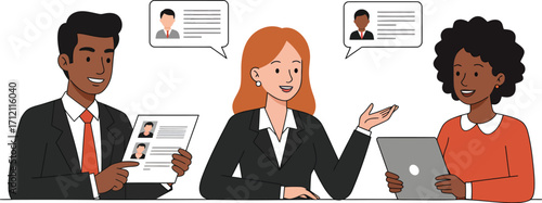 Business Professionals Discussing Job Candidates During Meeting