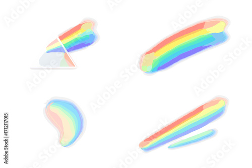 Vector set of rainbow reflection light prism effects. Abstract hologram glass dispersion and crystal flare leak. Shadow overlay and caustic light refraction for photo editing.