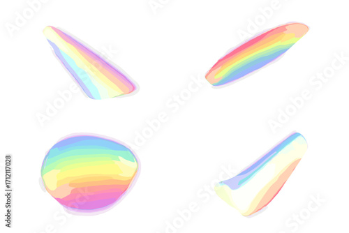 Set of rainbow reflection light prism effects. Holographic glass dispersion and crystal flare overlays. Caustic light leak and shadow effect for vibrant design vector.