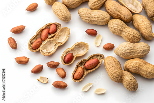 Wallpaper Mural Raw Peanuts with Shells Isolated on White Background Torontodigital.ca