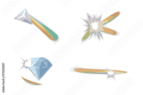 Prism rainbow light overlay set. Crystal diamond shine and sunlight flares. Vector collection of prism light glares, lens flare spectrum, gem glass refraction effect.